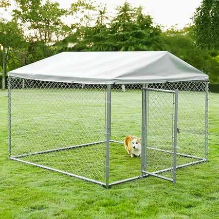 Large Dog Kennel with Galvanized Chain Link S120249