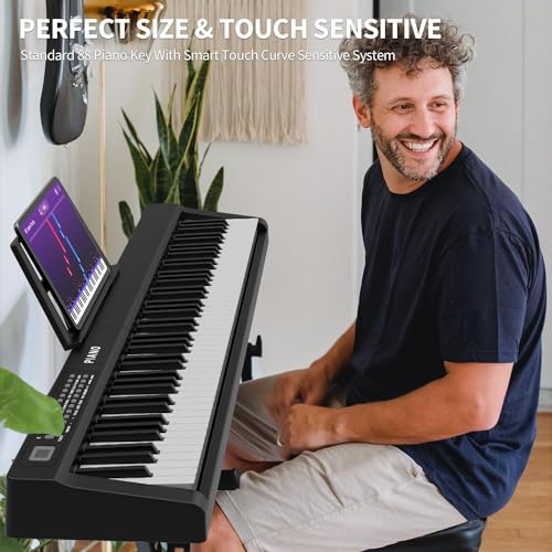 88 Key Semi Weighted Digital Piano with Stand, Built-In Speakers, Sustain Pedal, Bluetooth B23939