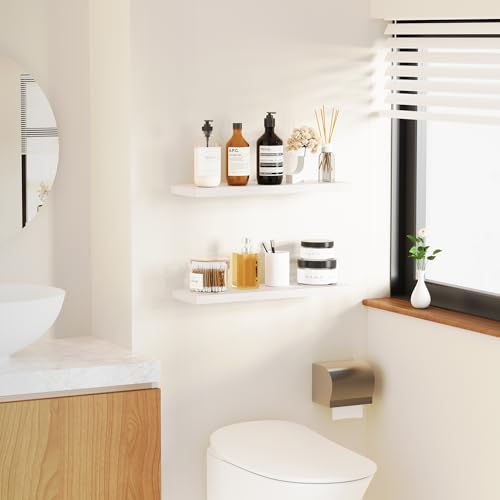 Nature Wood Wall Shelf Set of 3, 16" Wall Mounted Floating Shelf Q43697
