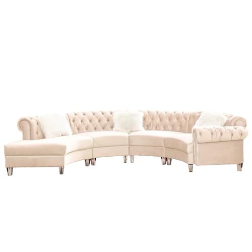 Cream Velvet Semi Circular Sofa Sectional D206720