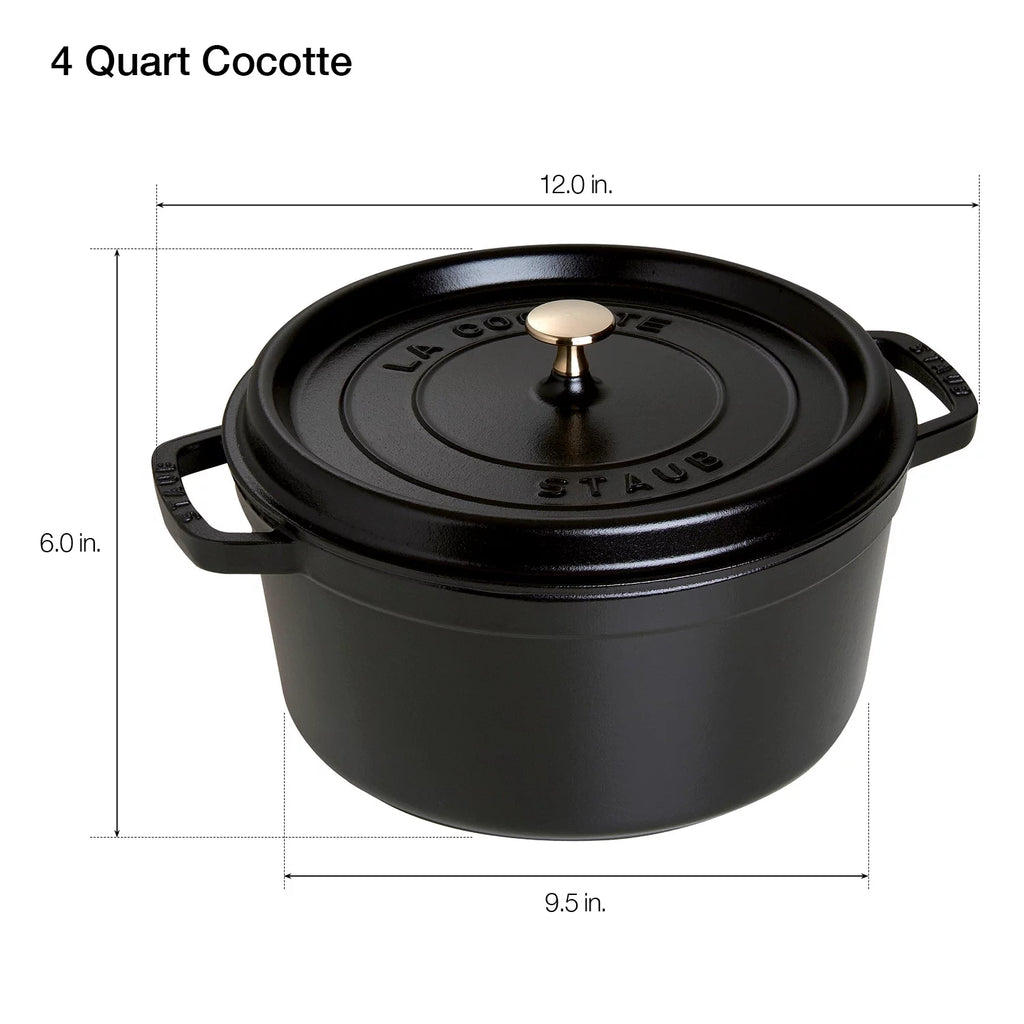 Matte Black Cast Iron 4-Qt Round Cocotte G3802