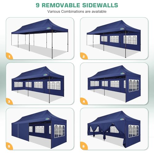 10x20 Pop Up Canopy Tent with 6 Removable Sidewalls, Heavy Duty F368