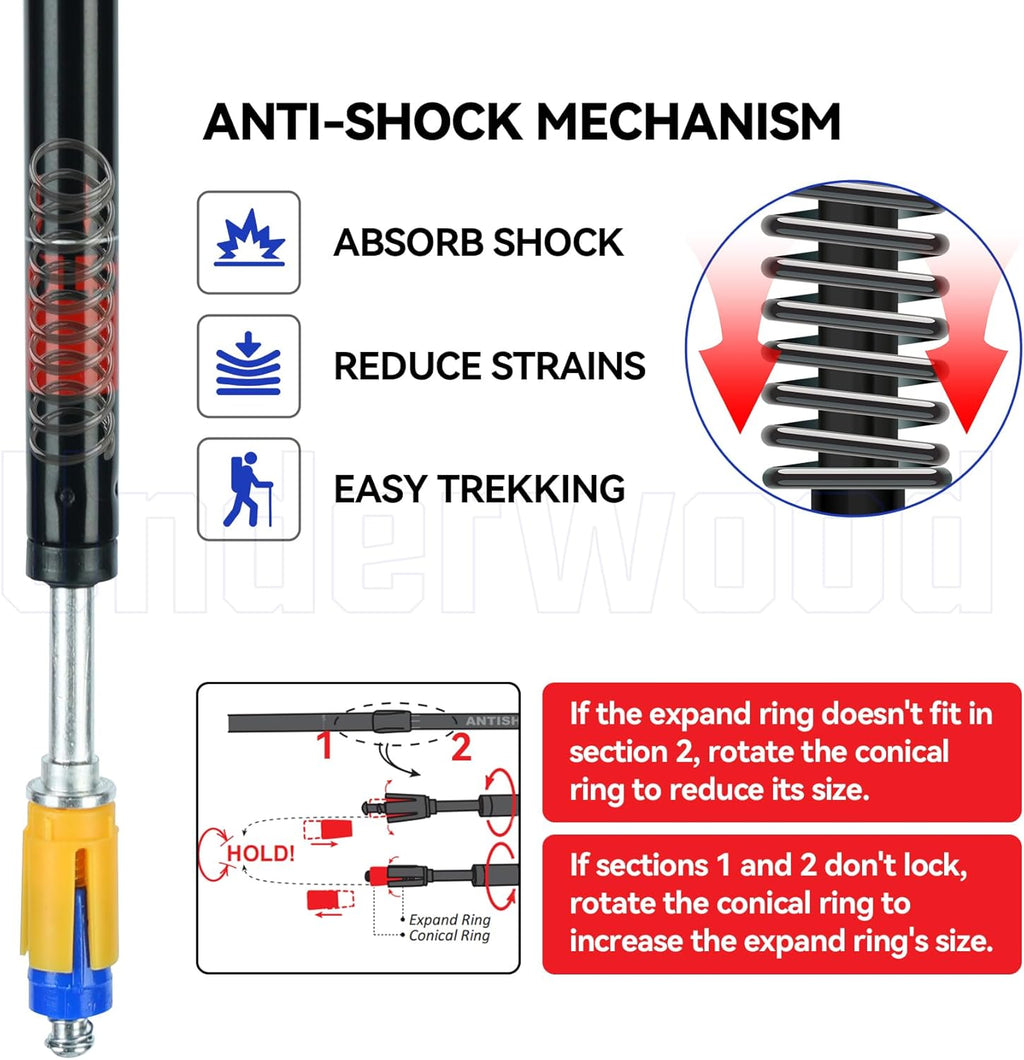 2 Pack Adjustable Aluminum Trekking Poles R9885