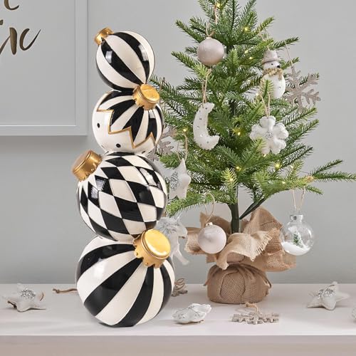 Black and White Checkered Resin Snowman Christmas Decorations V12085