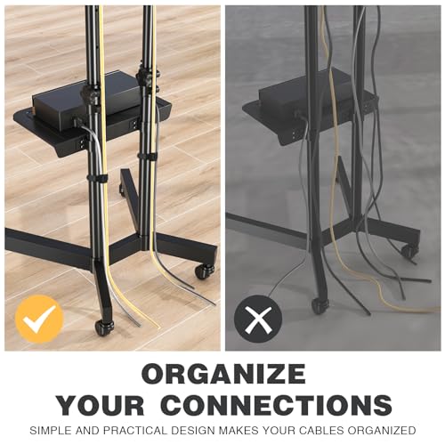 Mobile TV Stand with Wheels, Height Adjustable Rolling TV Cart with Laptop Shelf W8303
