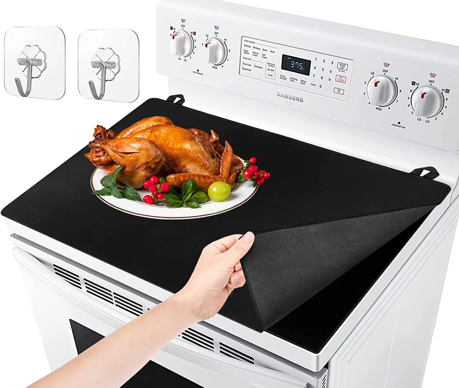 Ceramic Glass Cook Electric Top Protector, 28.5 x 20.5 inch with 2 Hooks D153