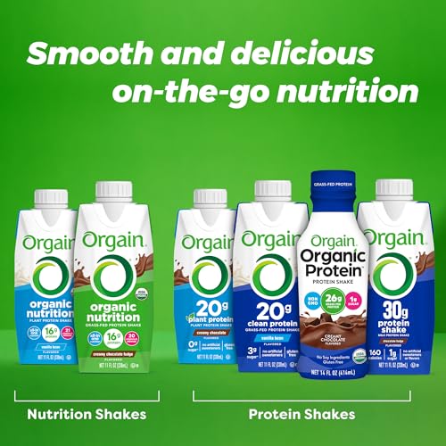 Organic Vegan Protein Shake, Creamy Chocolate, 20g Plant Based Protein, 11 Fl Oz (Pack of 12) E190786