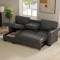 Grey Chenille L-Shaped Sleeper Sofa with Storage B20374