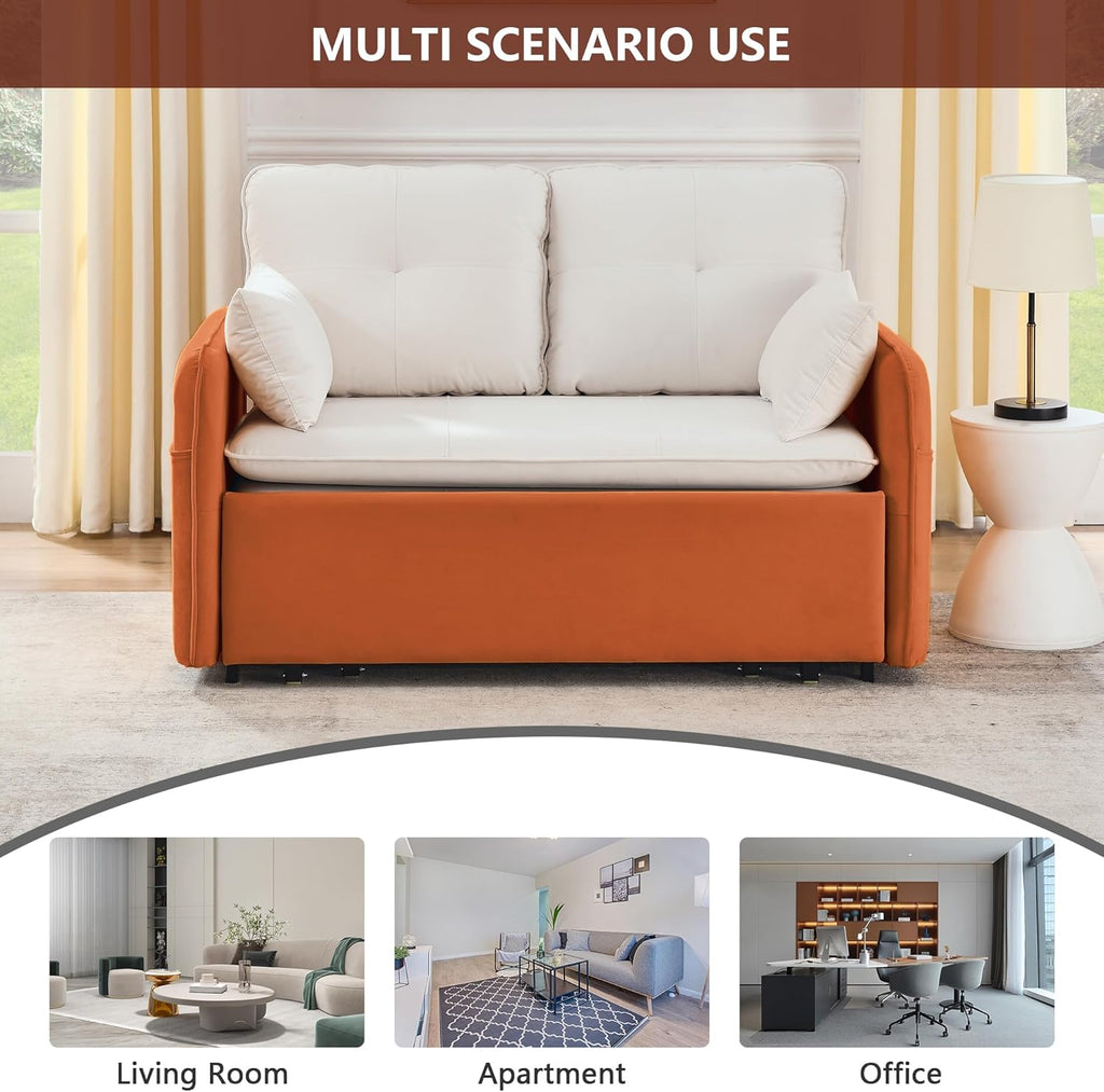 53" Velvet Convertible Sleeper Sofa Bed H221408
