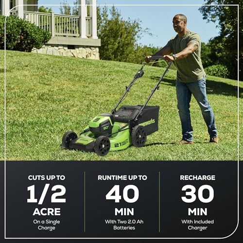 80V 21" Brushless Cordless Push Lawn Mower with 2.0Ah Batteries and Rapid Charger C108866