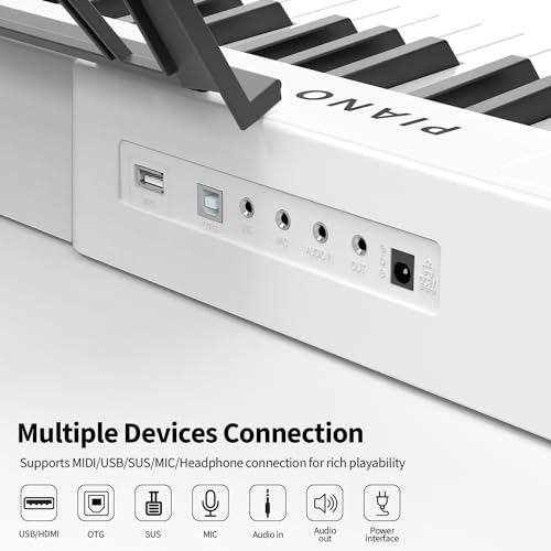 88 Key Semi Weighted Digital Piano with Stand, Built-In Speakers, Sustain Pedal, Bluetooth B23939