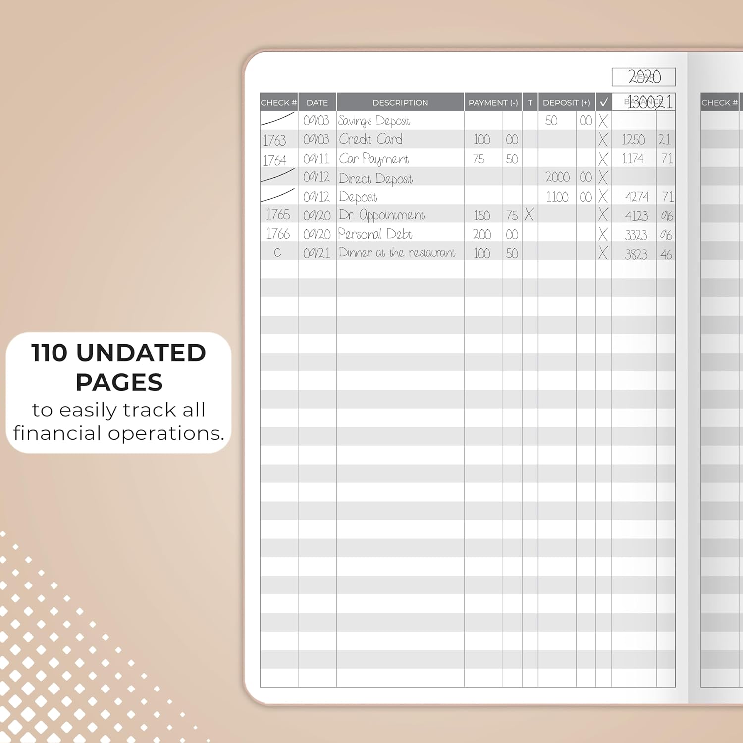 A5 Hardcover Check Register Book N881225