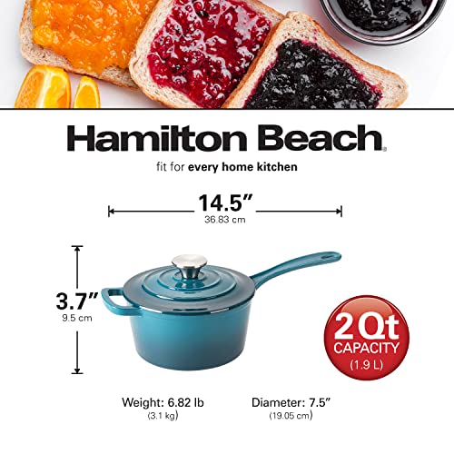 Red Enameled Cast Iron Sauce Pan 2-Quart D12260