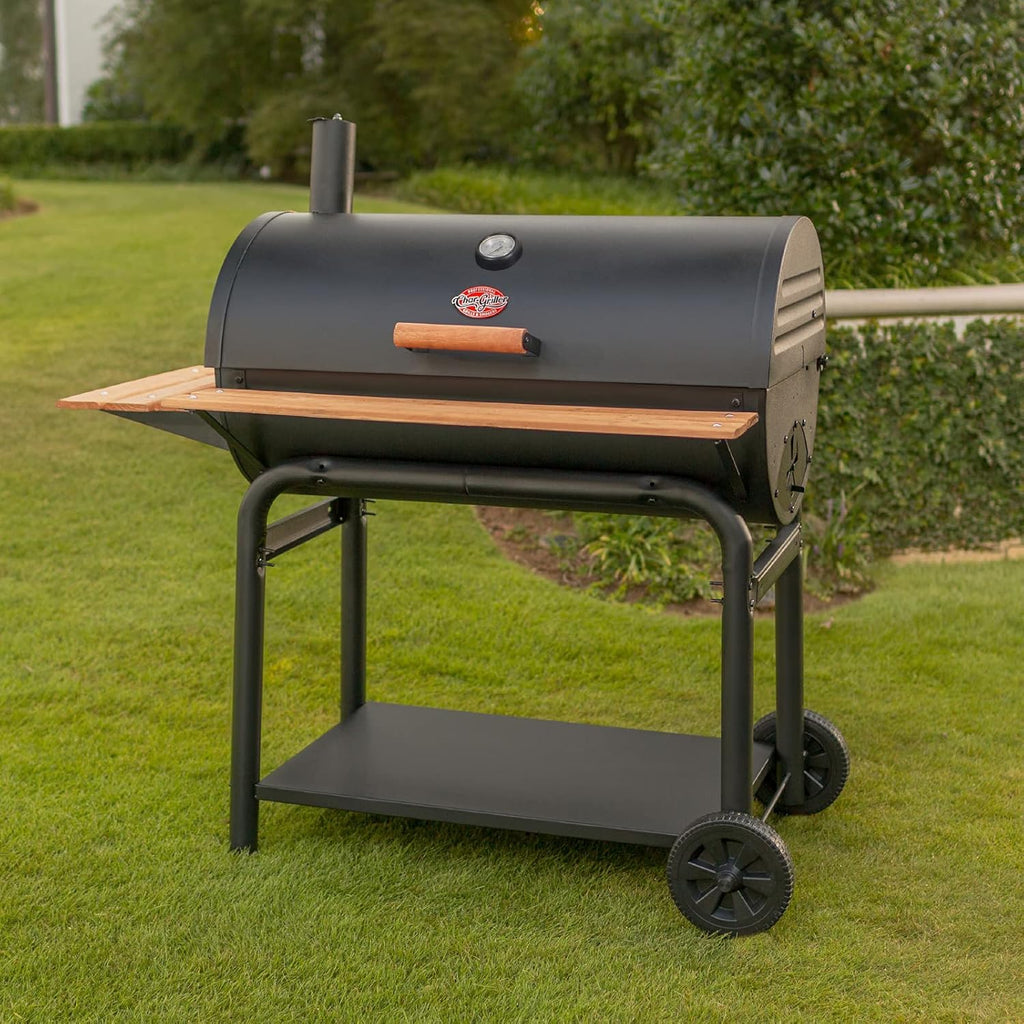 Charcoal Grill and Smoker with Cast Iron Grates and 950 Cooking Square Inches in Black X82262