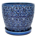 10" Round Blue Ceramic Planter S66275