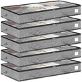 5Pack Low Profile Under Bed Storage Containers with Transparent Plastic Visual Window N38266