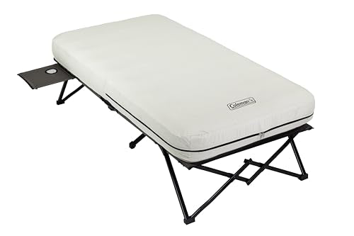 Queen-Size Airbed Cot Combination with Steel Frame & Side Table, Battery Pump Included S9567