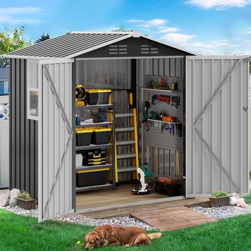 6x4ft Metal Outdoor Storage Shed with Window R6003