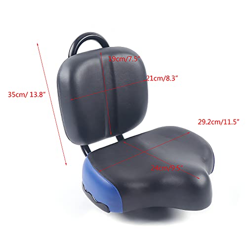 Backrest Saddle Bike Seat with Backrest, 11.5" x 9.5" Universal Bicycle Saddle Seat with Back Support, Faux Leather Foam Cycling Seat Cushion S254