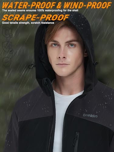 Mens Heated Jacket with Battery Pack 20000mAh Rechargeable Winter Outdoor Work Electric Jacket with Hood A916090