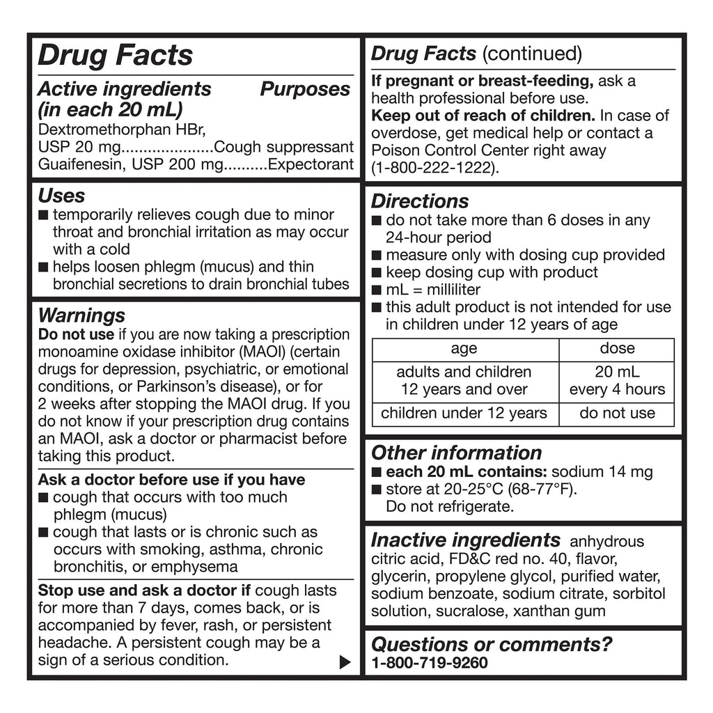 Raspberry Flavor Cough and Chest Congestion DM, 8 fl oz N6608