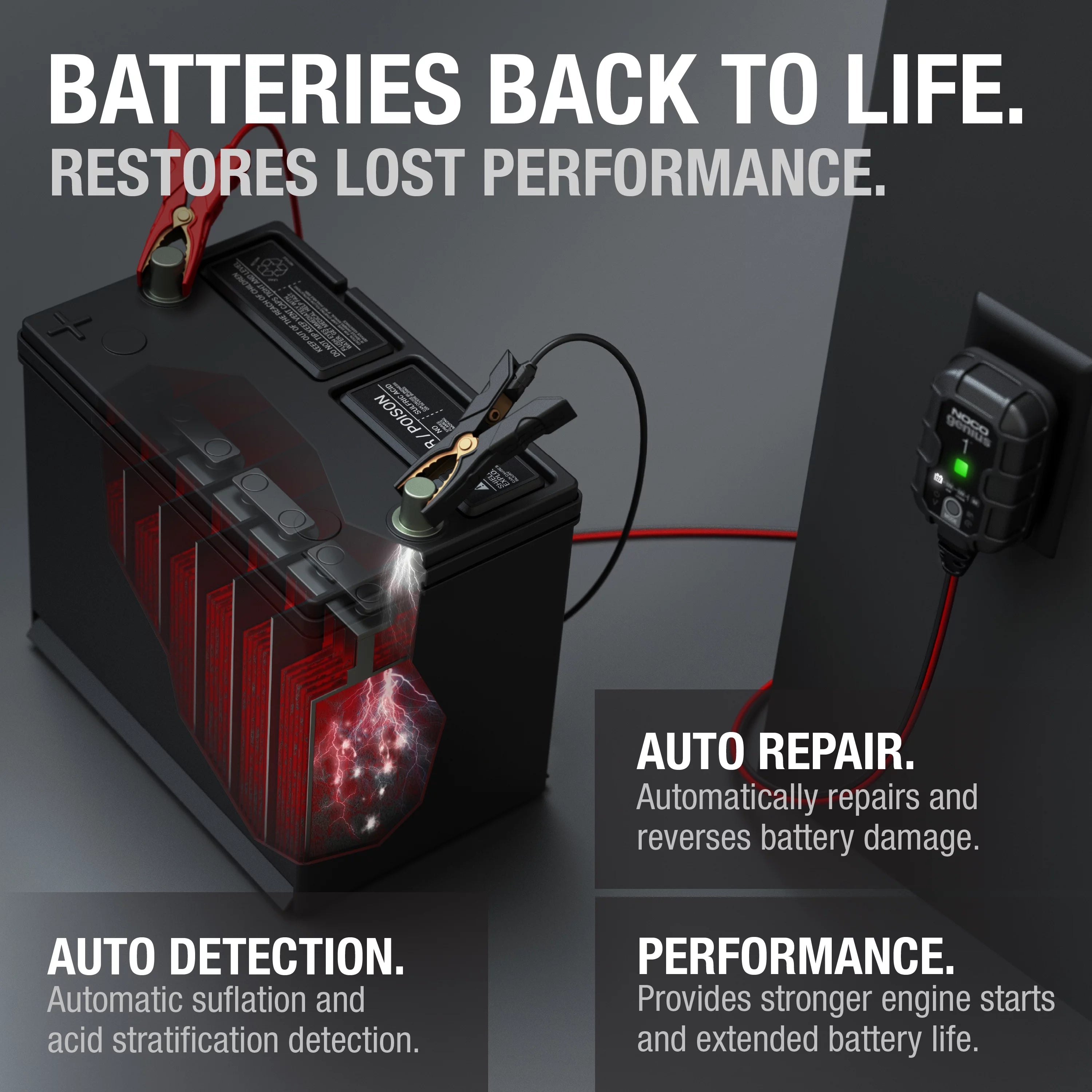 6V/12V 1A Smart Battery Charger and Maintainer O881390