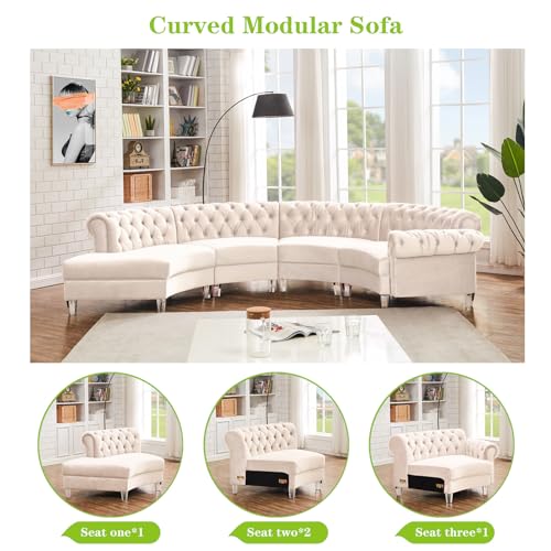 Cream Velvet Semi Circular Sofa Sectional D206720