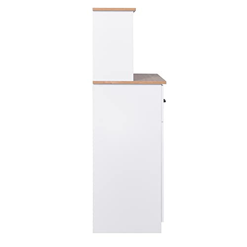 White Wooden Kitchen Cabinet with Framed Glass Doors and Drawer X37216