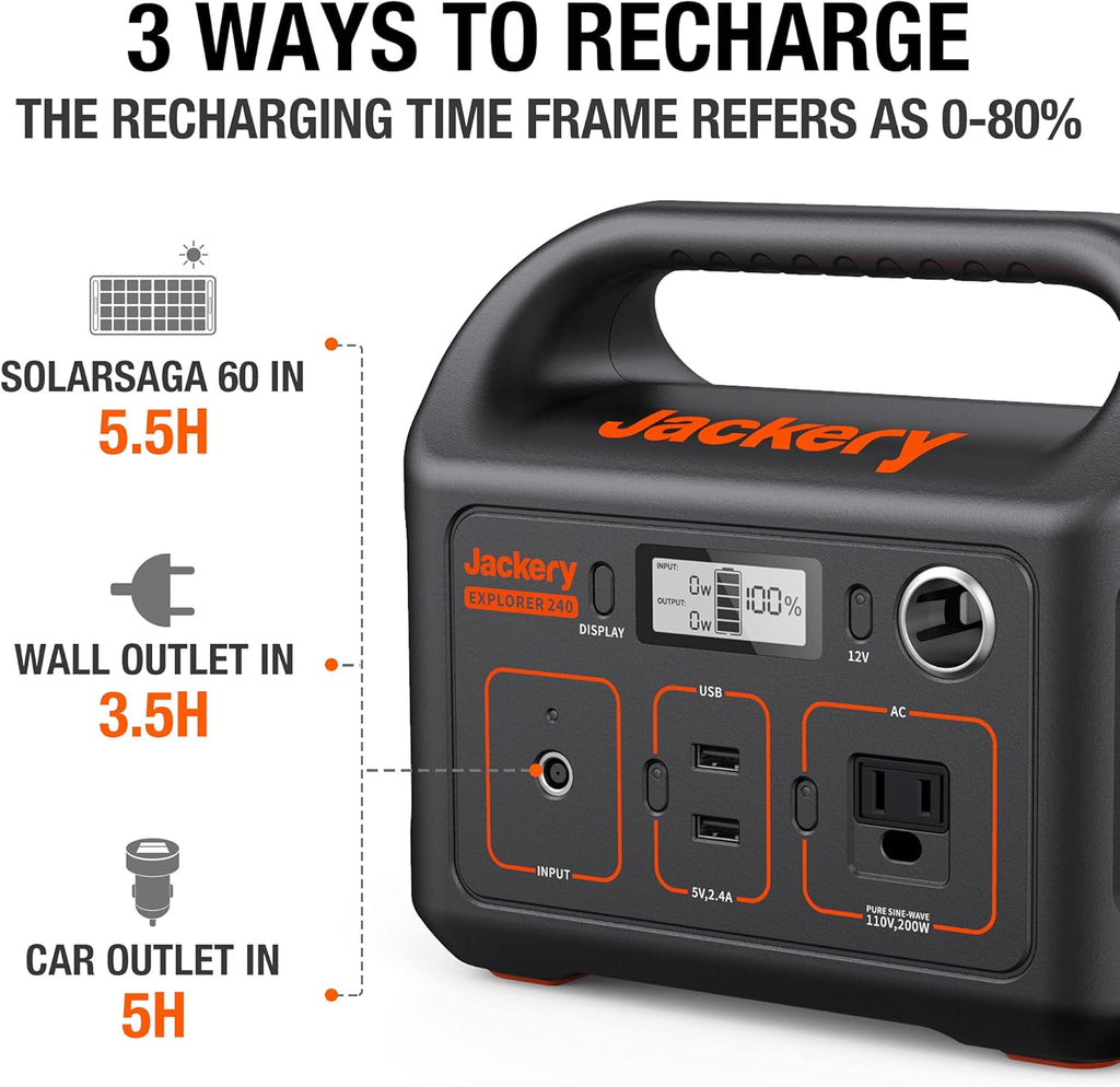 240Wh Portable Lithium Power Station with 110V/200W AC Outlet H1237