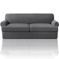 Ivory 3 Pieces Stretch Sofa Covers for T Cushion Sofa J3535