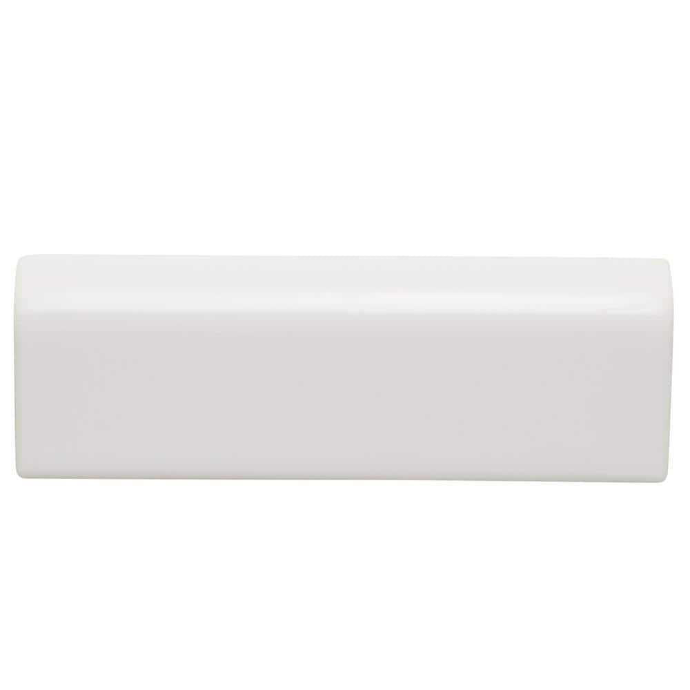 Bright White 2 in. x 6 in. Glazed Ceramic Bullnose Trim Tile S41381