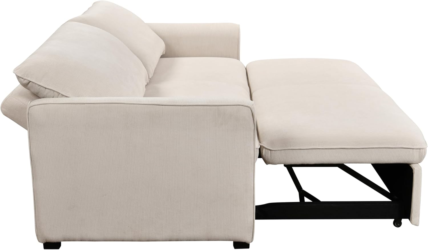 Beige 78 Inch Convertible Sleeper Sofa Bed with Pullout Bed D24352