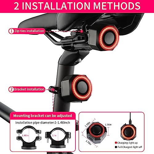 Bicycle Horn Bike Alarm Smart Bike Tail Light Rear Bike Light Waterproof Rechargeable Antitheft Alarm C7909