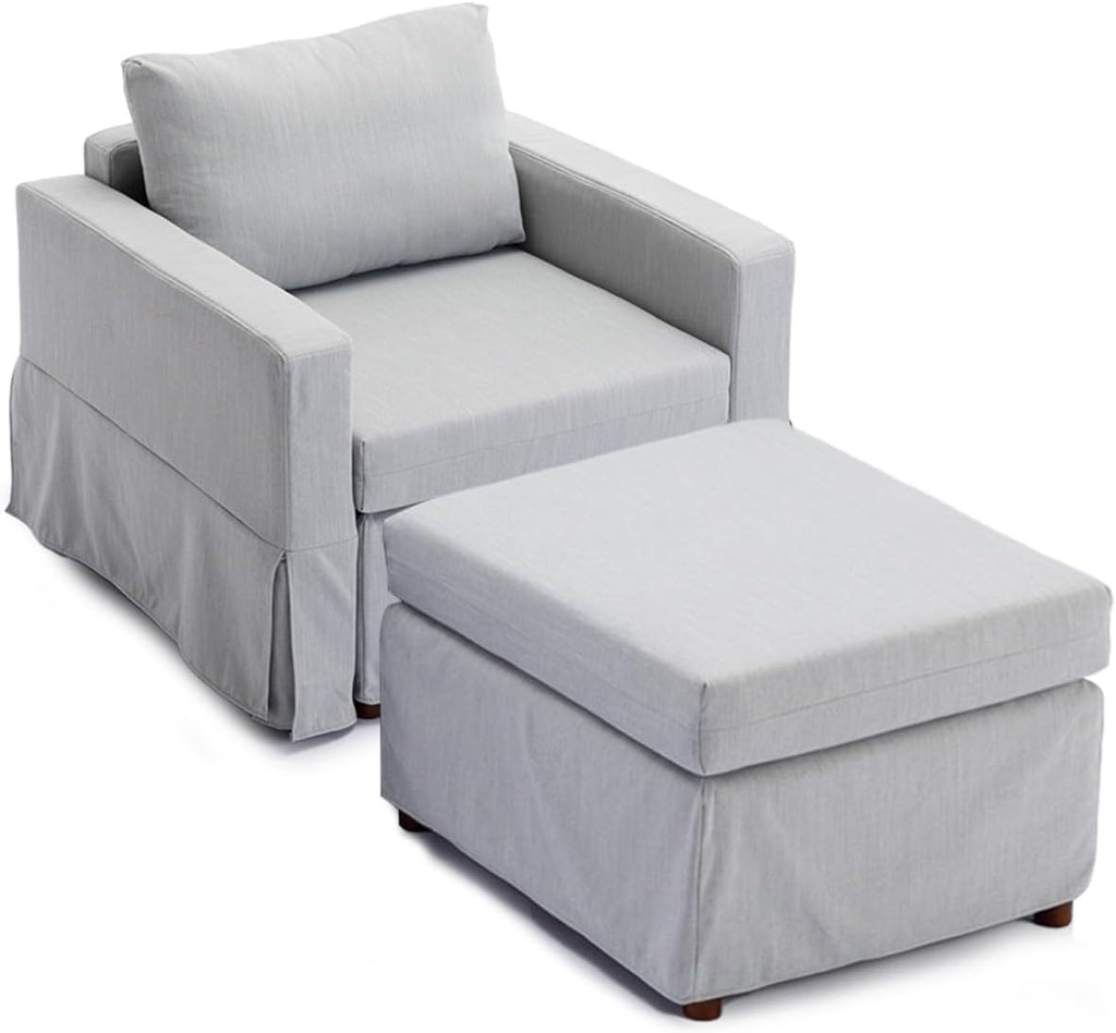 Light Grey Single Seat Module Sofa with 1 Ottoman A24286
