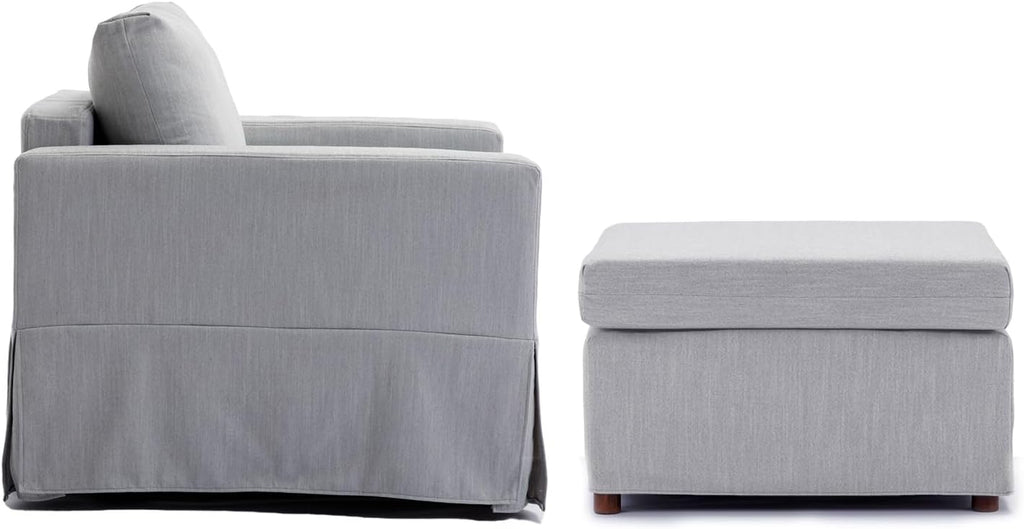 Light Grey Single Seat Module Sofa with 1 Ottoman A24286