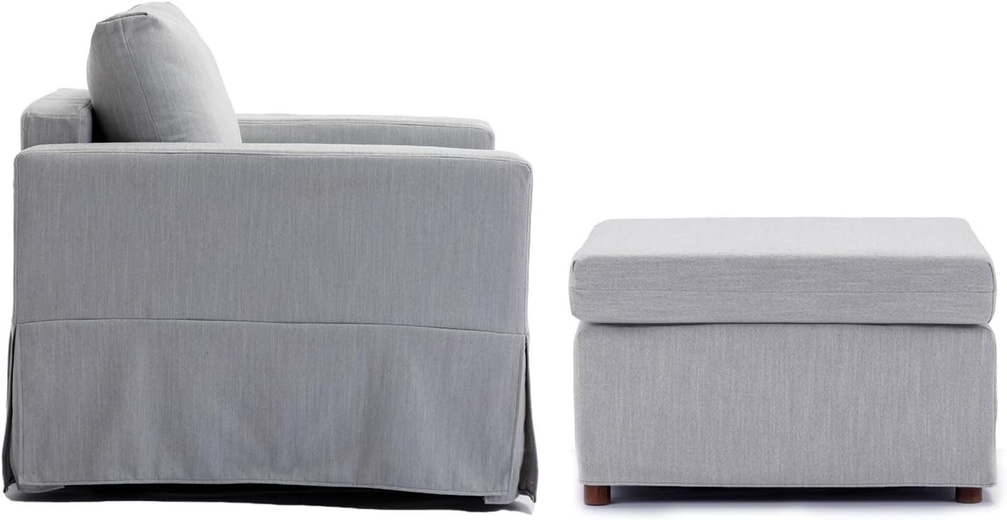 Light Grey Single Seat Module Sofa with 1 Ottoman A24286