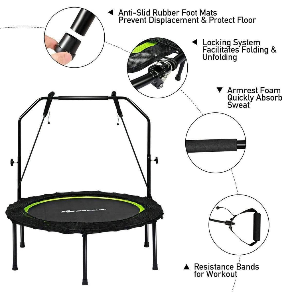 Foldable Fitness Rebounder Trampoline with Resistance Bands M9785