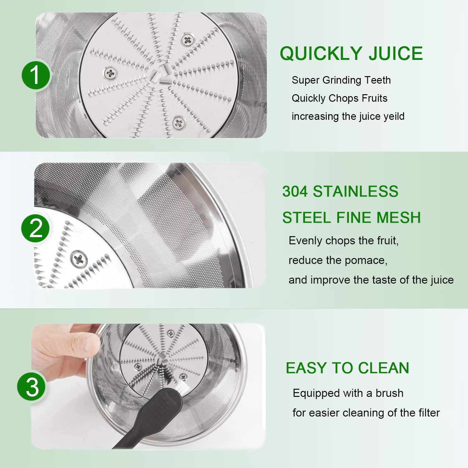 Stainless Steel Compact Centrifugal Juicer with 3'' Wide Mouth F4811
