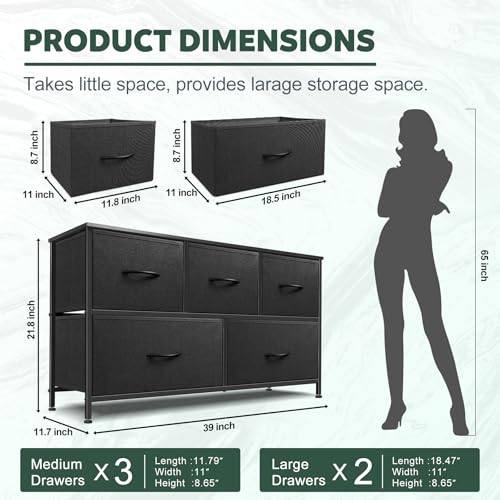 Black 9 Drawer Fabric Dresser V654424