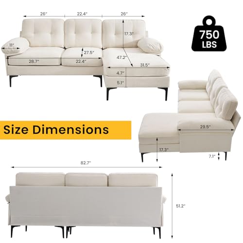 Grey Chenille L-shaped Couch with Reversible Chaise Q181