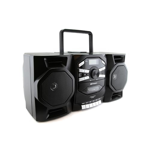 Portable CD Player Boombox with Cassette, AM/FM Radio, AUX, Detachable Speakers O121636