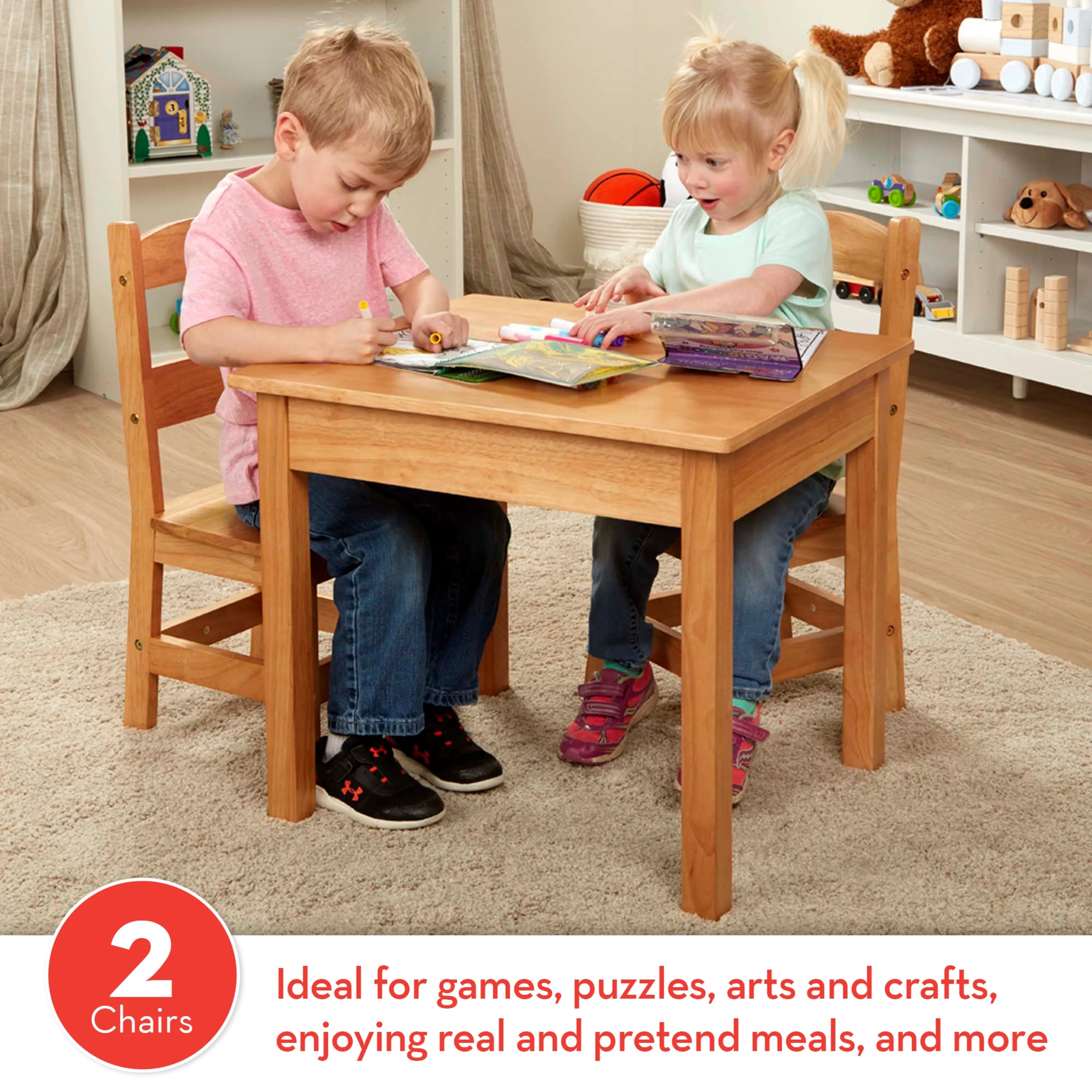 Solid Wood Table and 2 Chairs Set J490