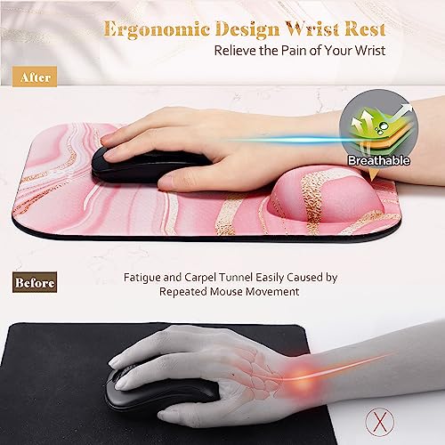 Black Golden Marble Ergonomic Mouse Pad with Wrist Support Z16571