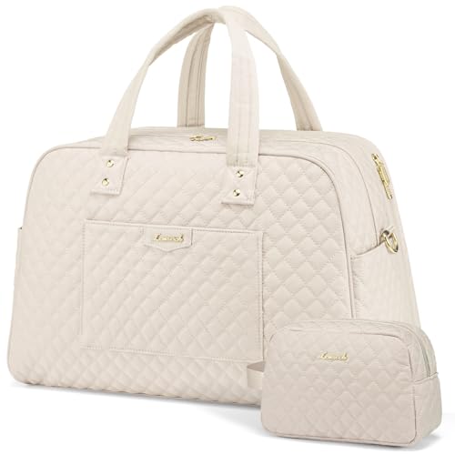 Large Travel Duffle Bag with Laptop Compartment, Beige Z30304