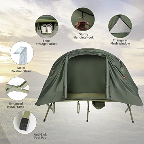 4-in-1 Camping Cot Tent with Waterproof External Cover, Air Mattress & Carrying Bag U73176
