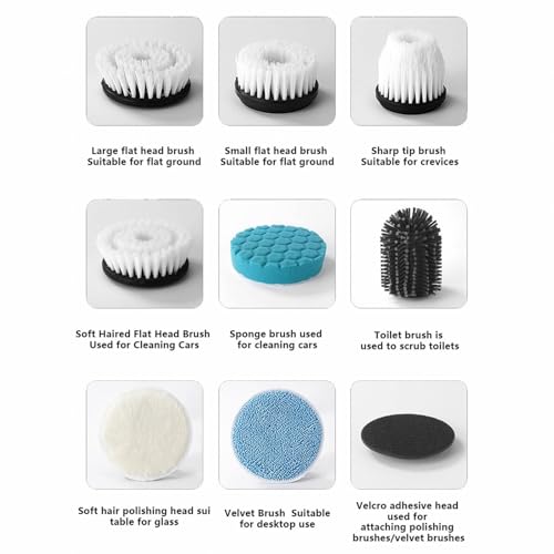 Cordless Electric Spin Scrubber with 9 Replaceable Brush Heads V93251