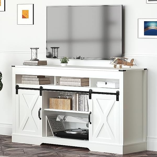 Black 34'' Tall TV Stand with Sliding Barn Doors G15411