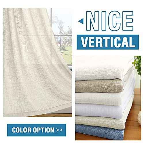 Natural Linen Blended Curtains 84 inches Long 2 Panel Sets G3441