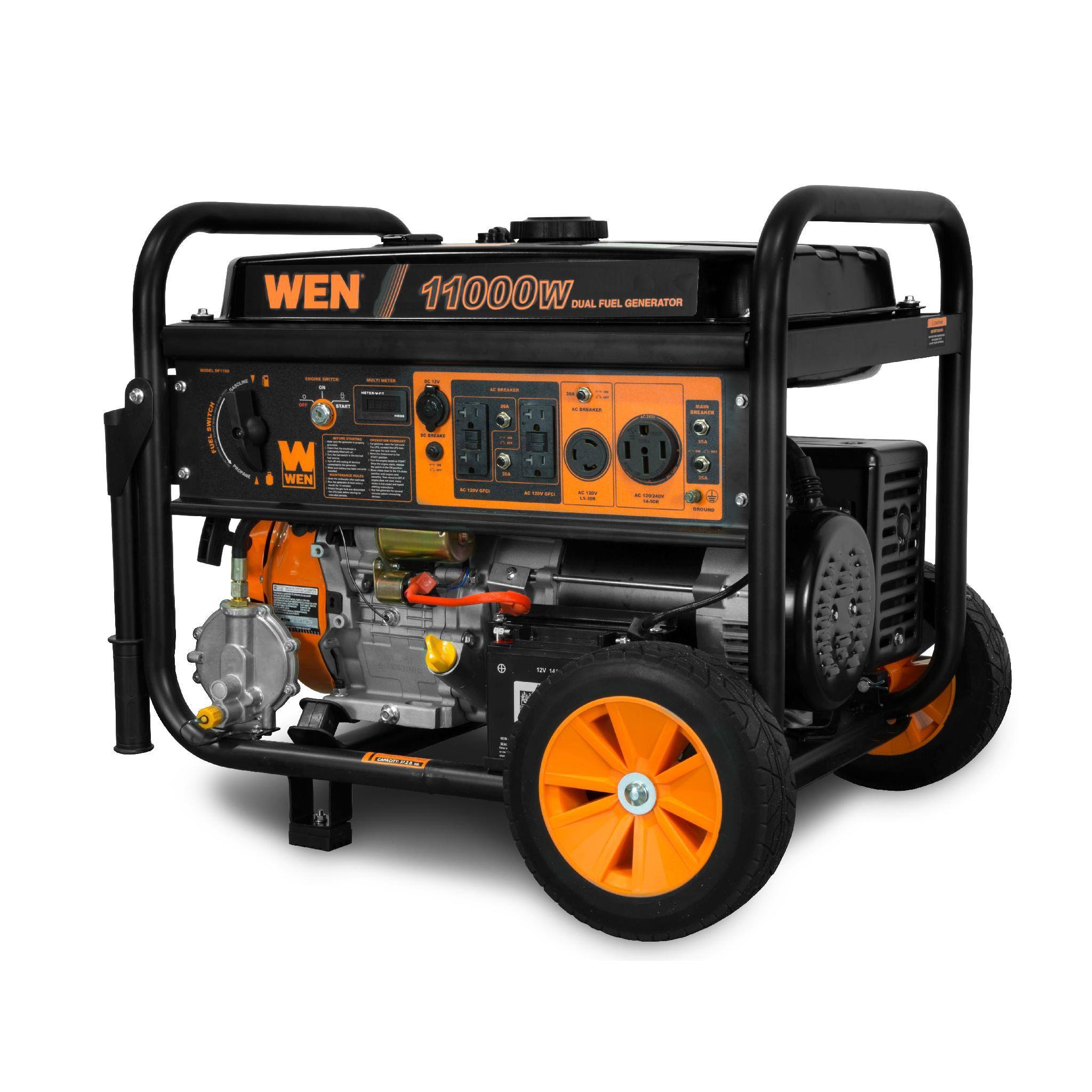 11,000-Watt 120V/240V Dual Fuel Portable Generator with Wheel Kit and Electric Start L90560