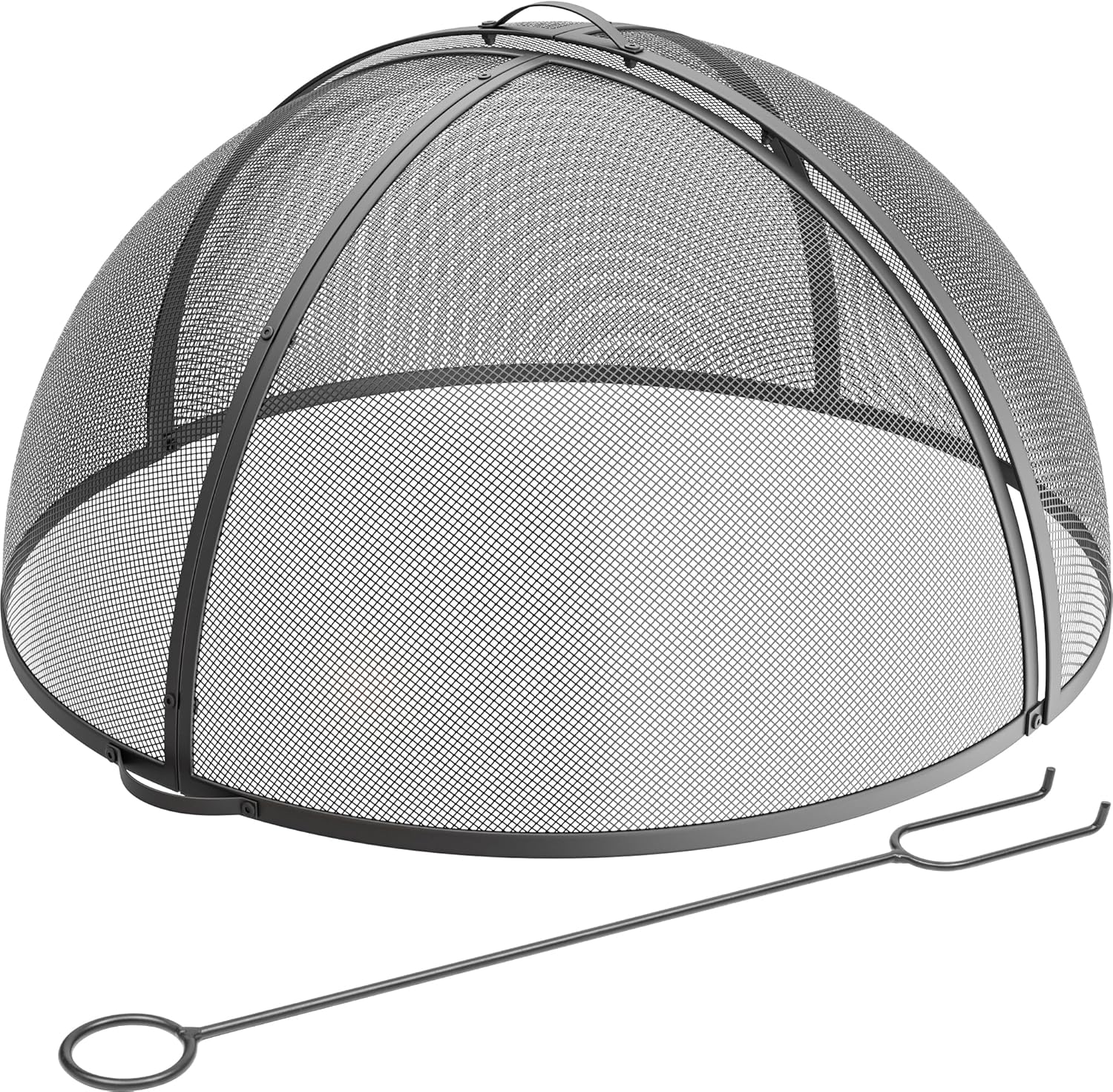 Heavy-Duty Fire Pit Spark Screen with Handle and Poker B8397